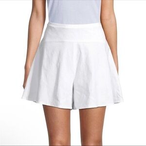 Vince Linen Blend Pull On High Waisted Flounce Flared Shorts White Womens 6